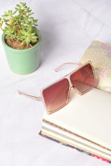 Women Brown Lens Pink Oversized Sunglasses