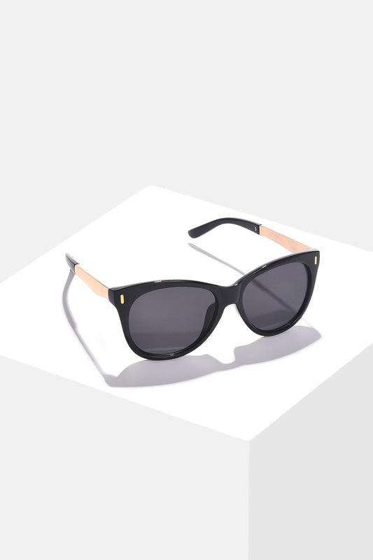 Women Black Lens Gold-Toned Wayfarer Sunglasses