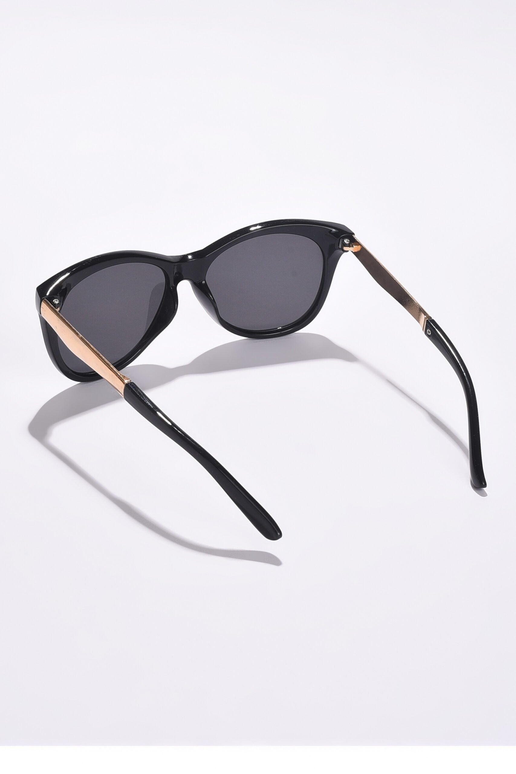 Women Black Lens Gold-Toned Wayfarer Sunglasses