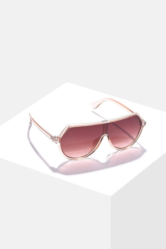 Women Brown Lens Pink Oversized Sunglasses