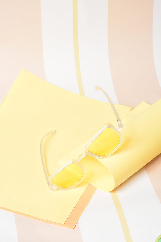 Women Yellow Lens Yellow Rectangle Sunglasses