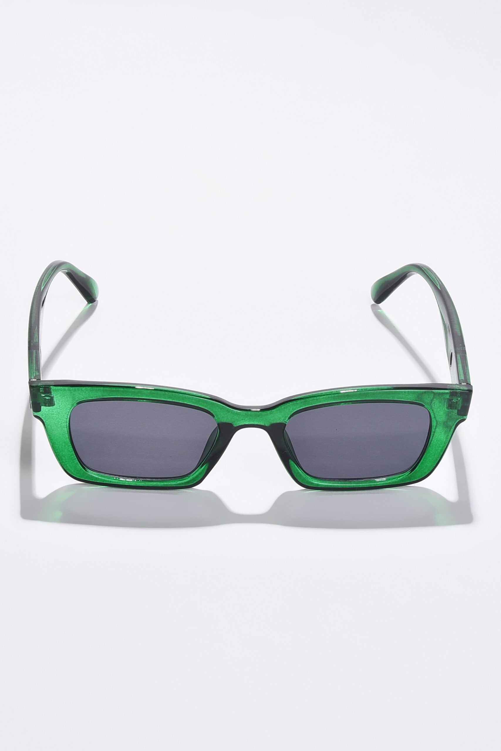 Women Black Lens Green Rectangle Sunglasses