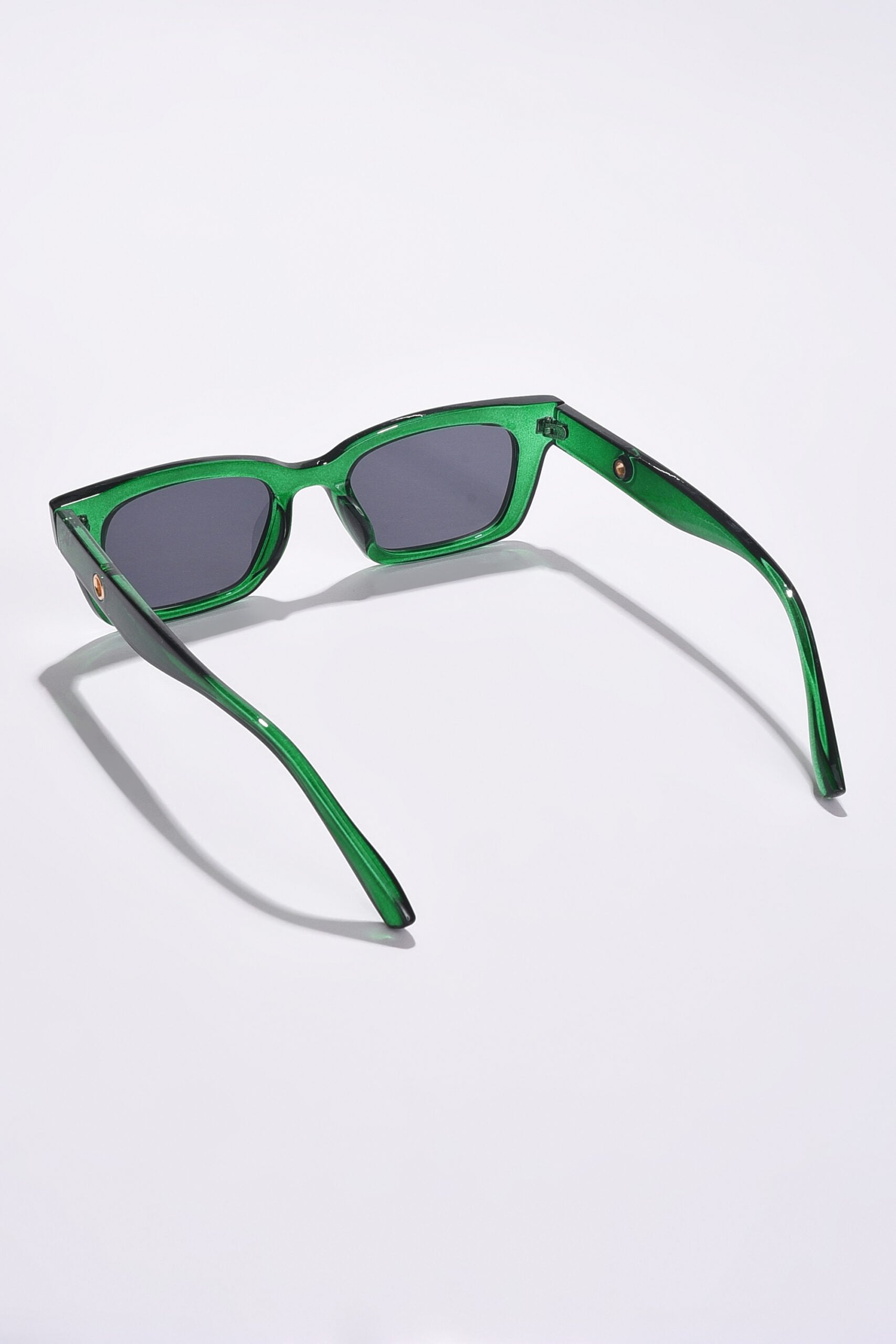 Women Black Lens Green Rectangle Sunglasses