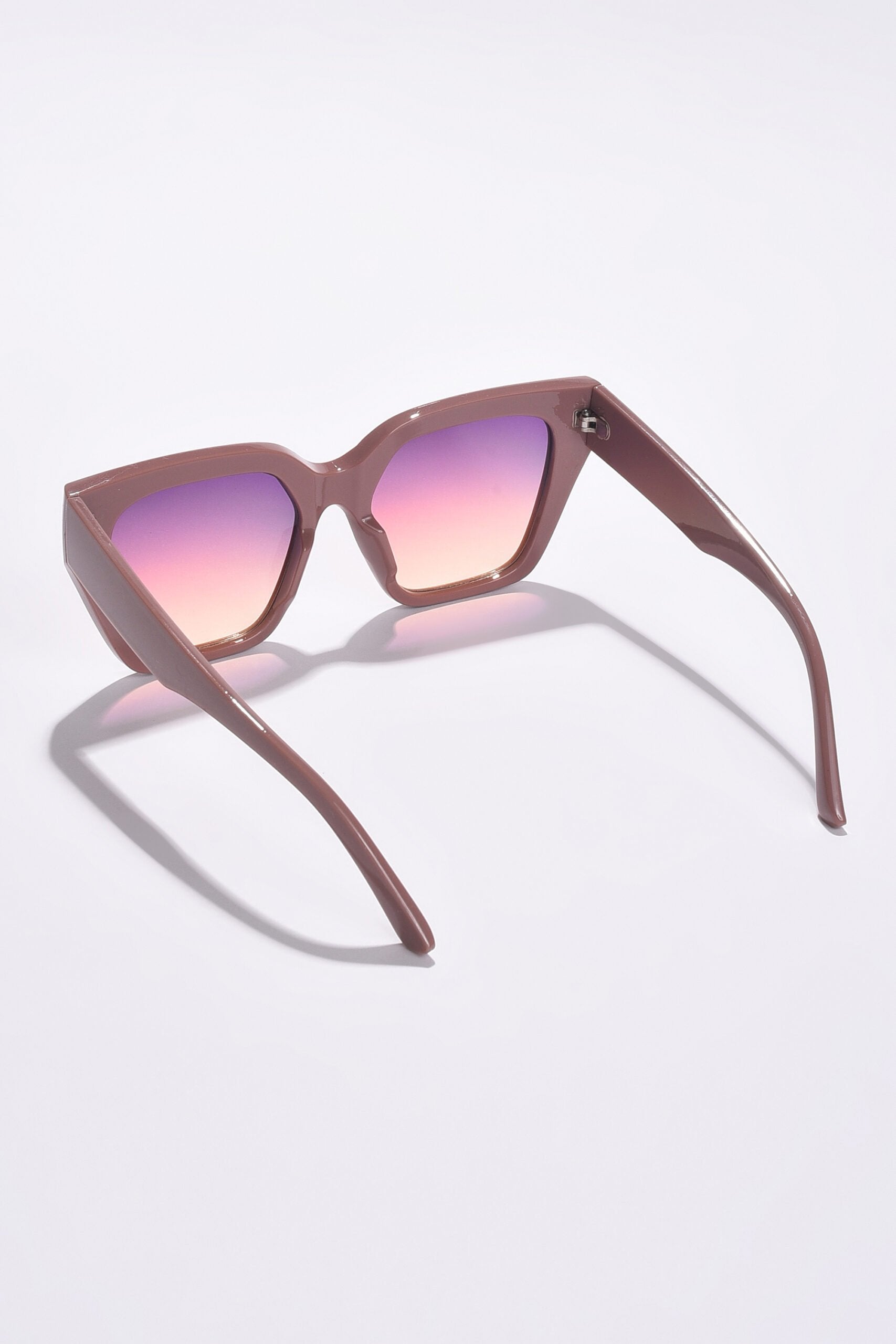 Women Mirrored Lens Brown Butterfly Sunglasses