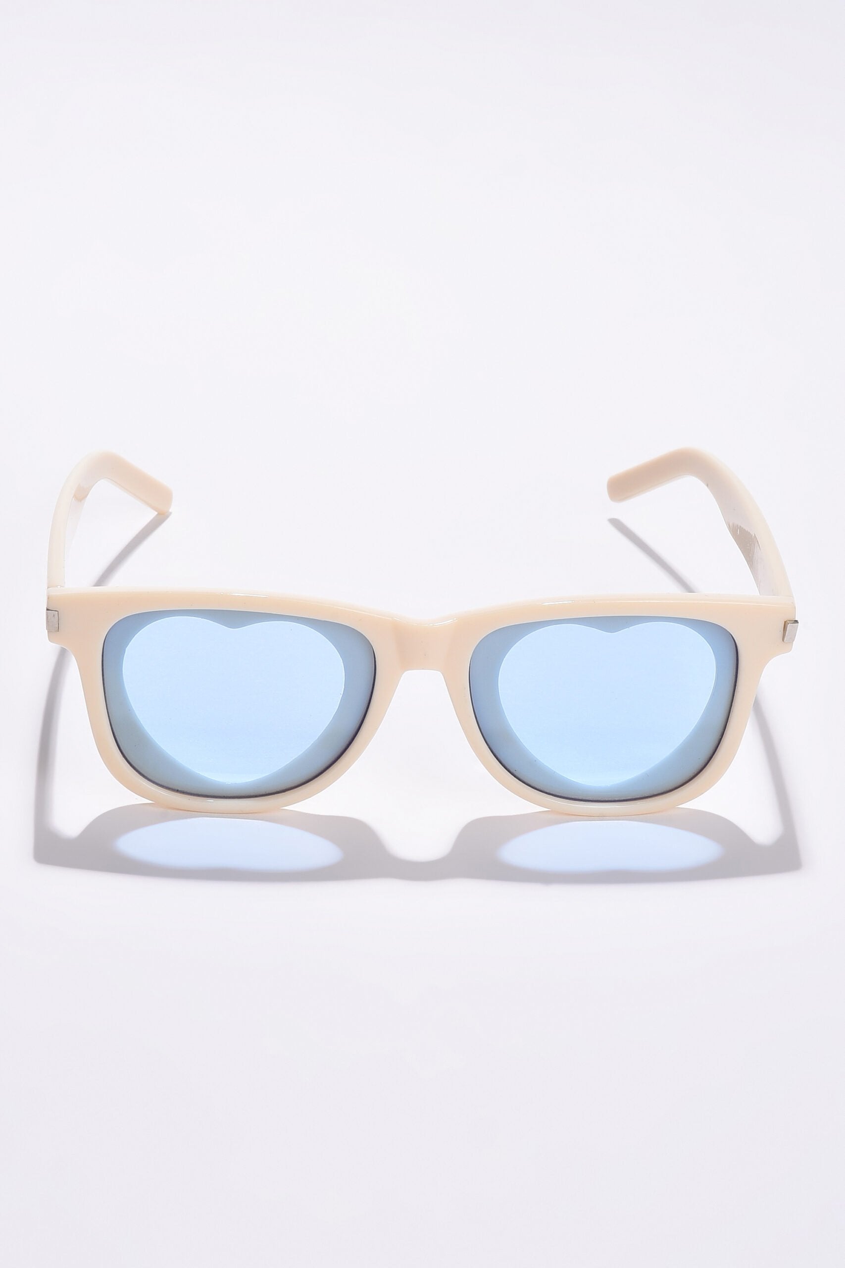 Women Blue Lens White Square Sunglasses