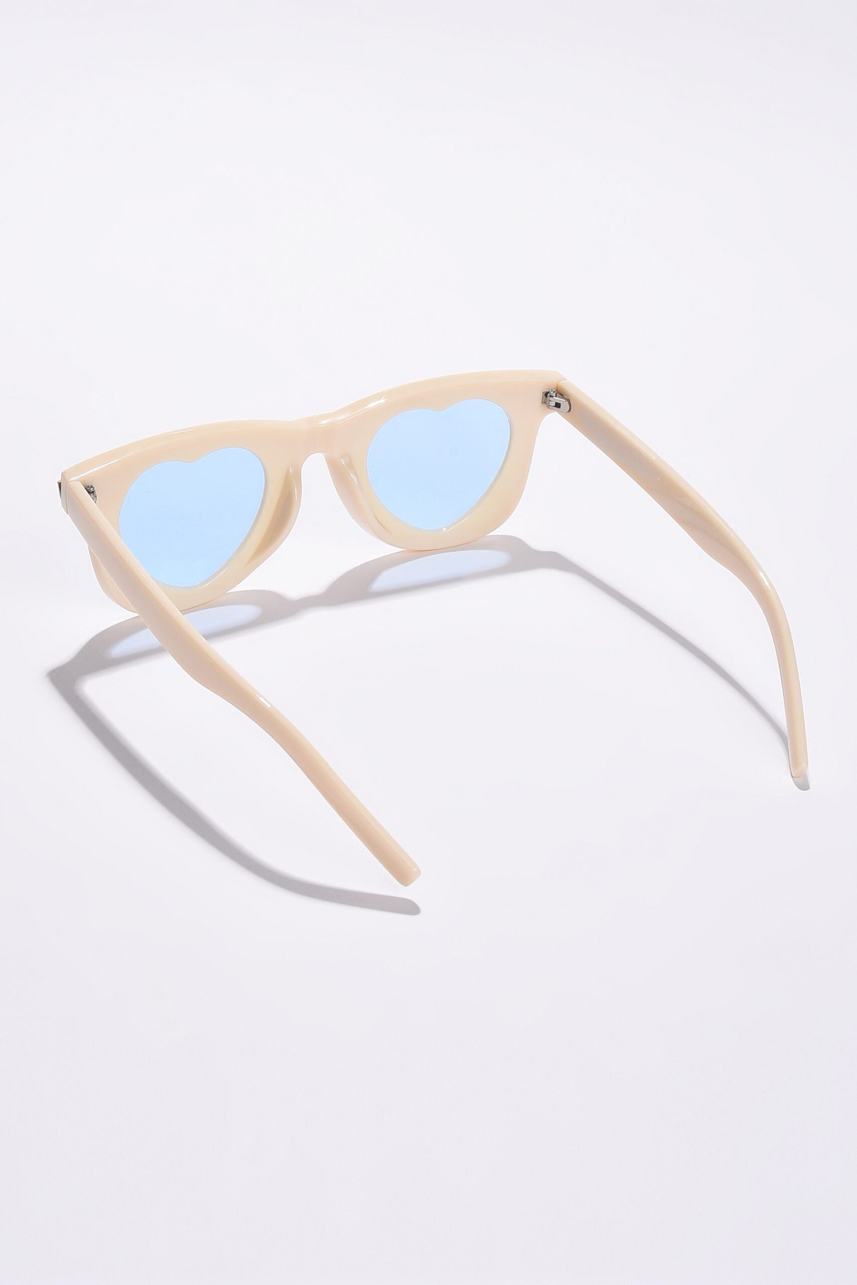 Women Blue Lens White Square Sunglasses