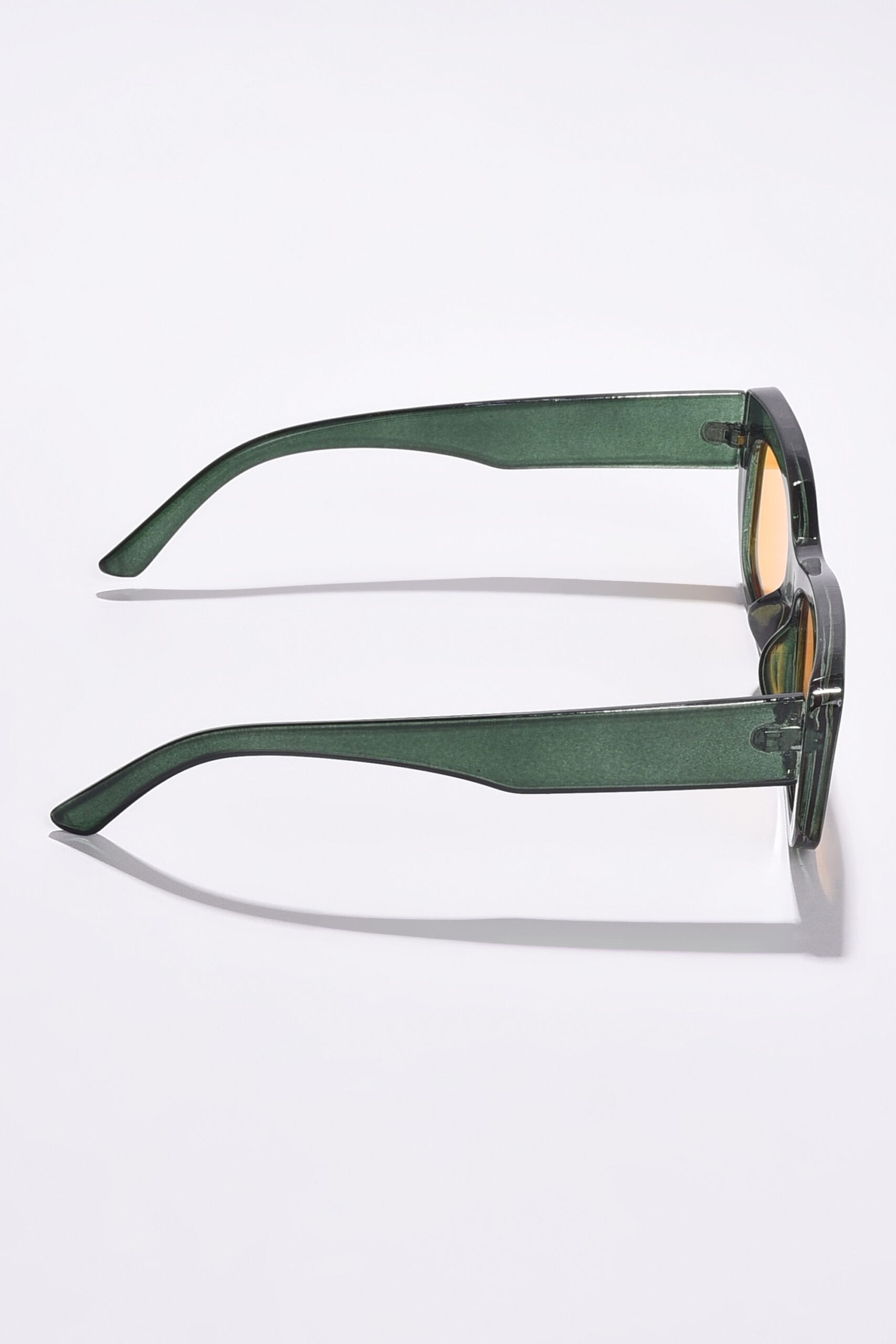 Women Yellow Lens Green Rectangle Sunglasses