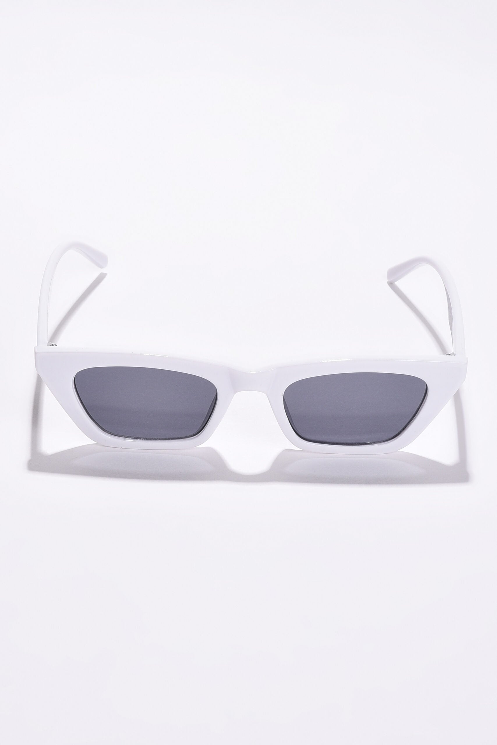 Women Black Lens White Cateye Sunglasses