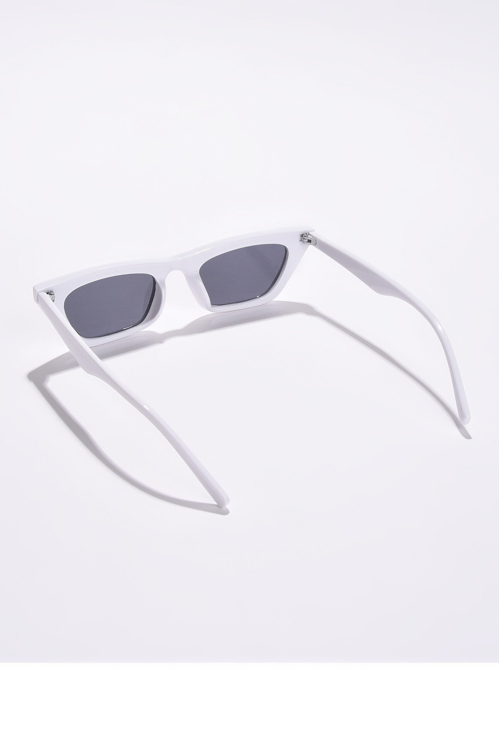 Women Black Lens White Cateye Sunglasses