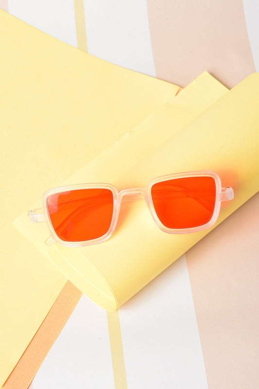 Women Orange Lens White Wayfarer Sunglasses