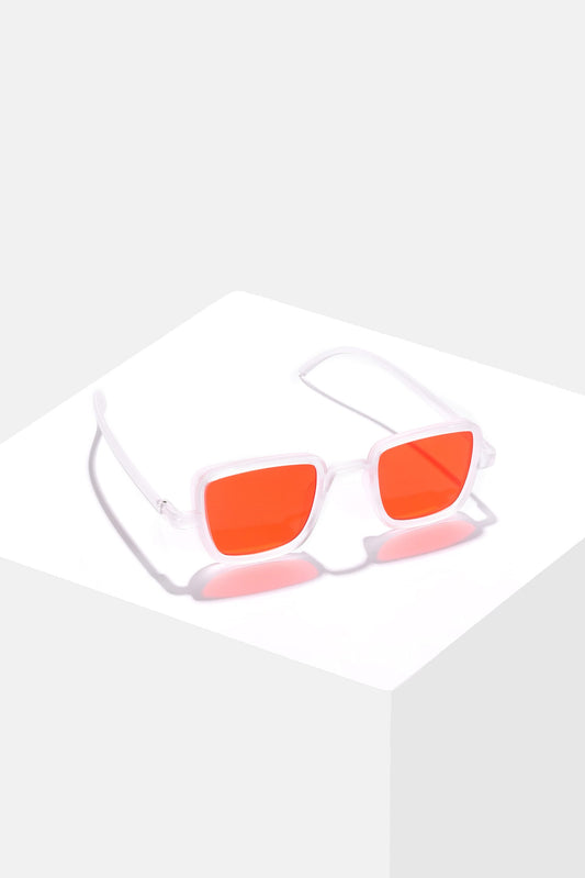 Women Orange Lens White Wayfarer Sunglasses