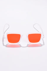 Women Orange Lens White Wayfarer Sunglasses