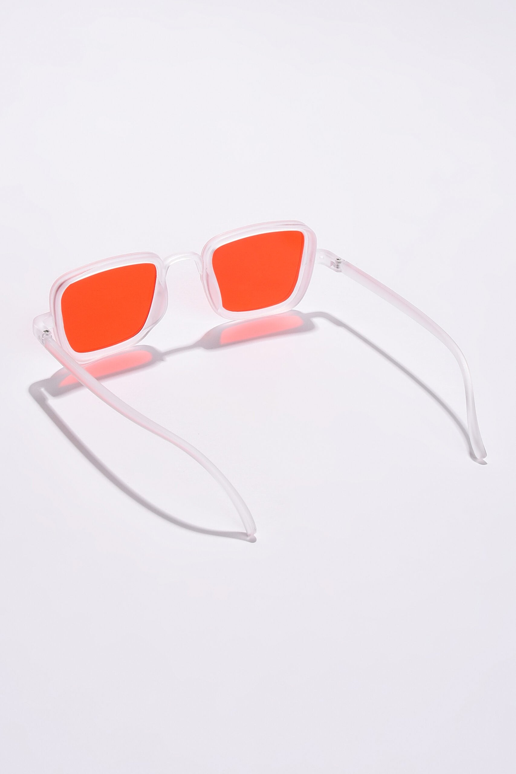 Women Orange Lens White Wayfarer Sunglasses