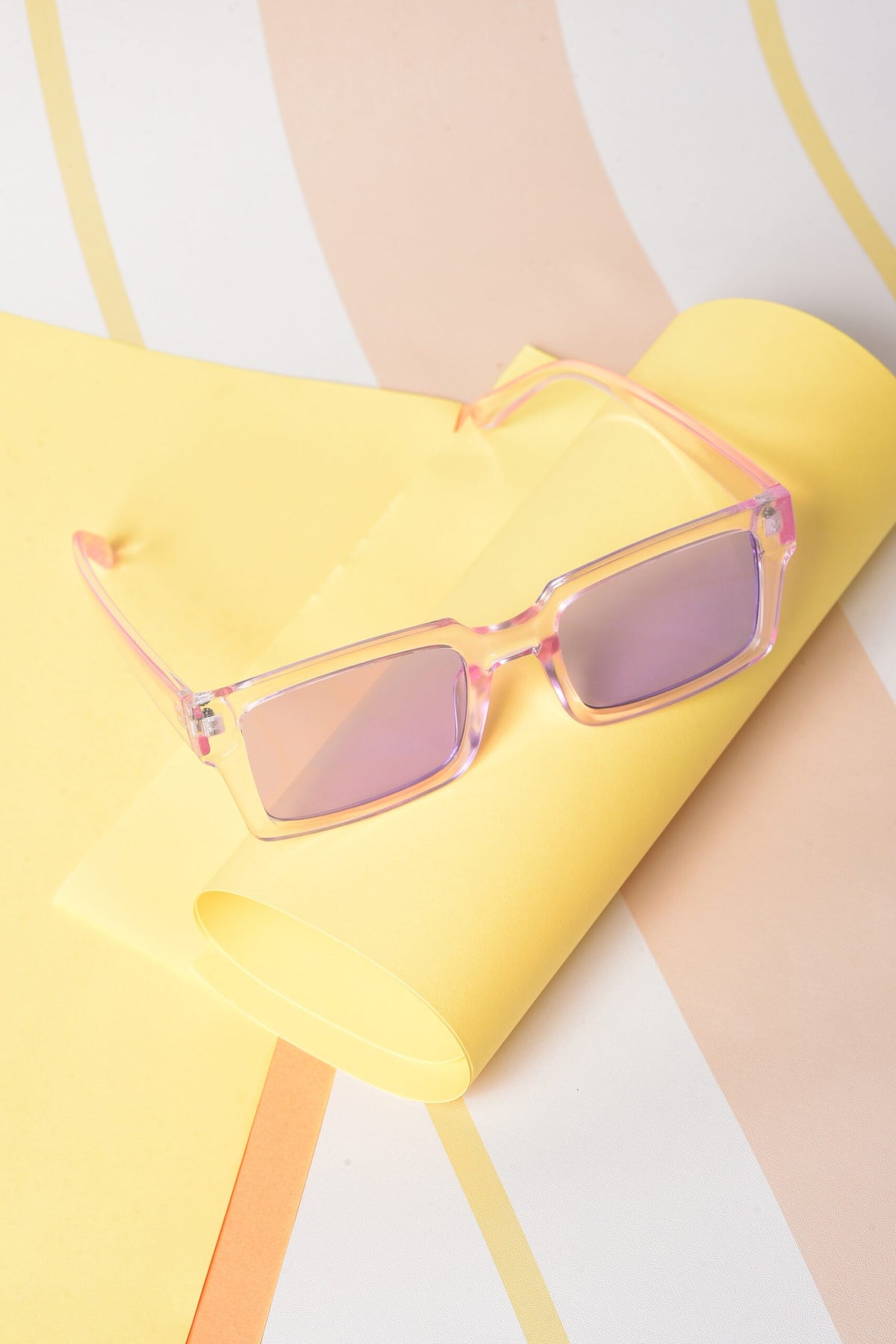 Women Purple Lens Purple Rectangle Sunglasses