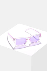 Women Purple Lens Purple Rectangle Sunglasses