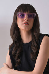 Women Purple Lens Purple Rectangle Sunglasses