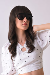 Women Black Lens Black Oversized Sunglasses