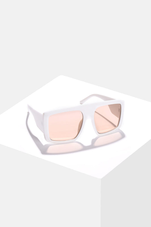 Women Pink Lens White Oversized Sunglasses