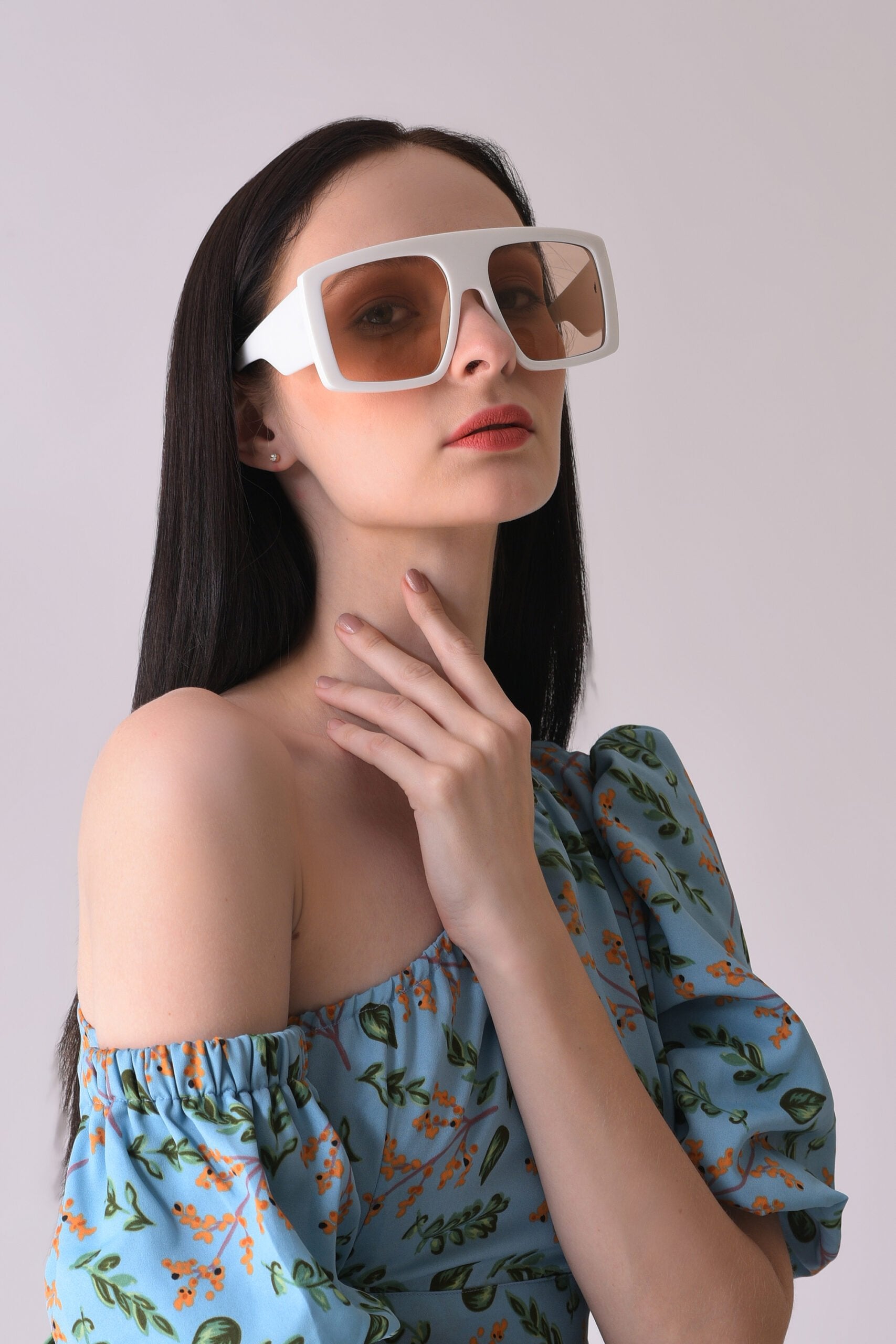 Women Pink Lens White Oversized Sunglasses