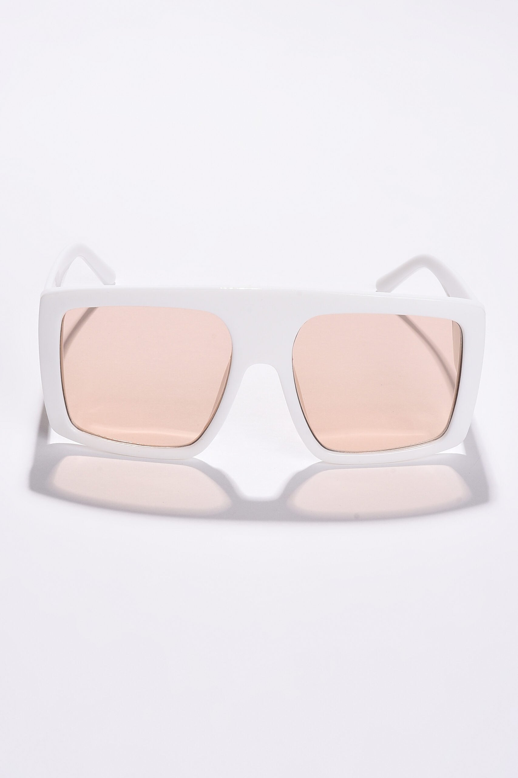 Women Pink Lens White Oversized Sunglasses