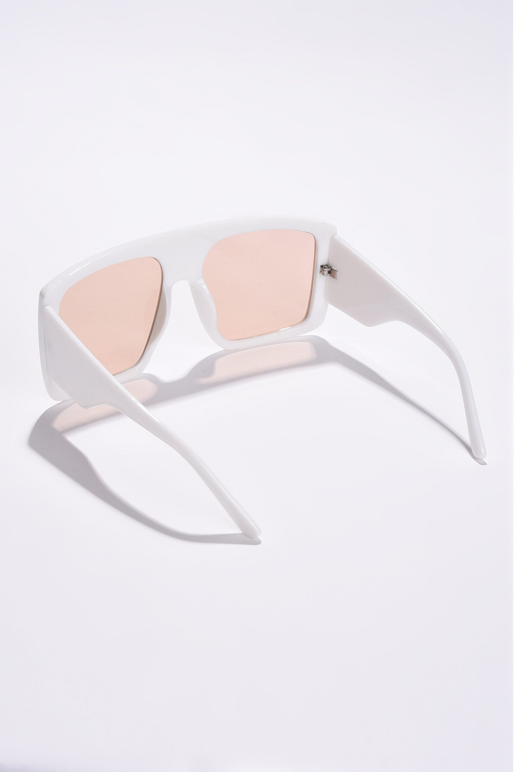 Women Pink Lens White Oversized Sunglasses