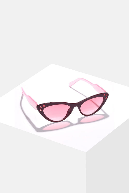 Women Pink Lens Pink Cateye Sunglasses