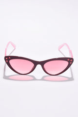 Women Pink Lens Pink Cateye Sunglasses