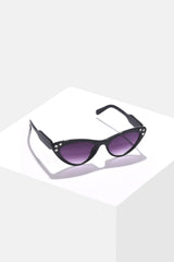 Women Black Lens Black Cateye Sunglasses