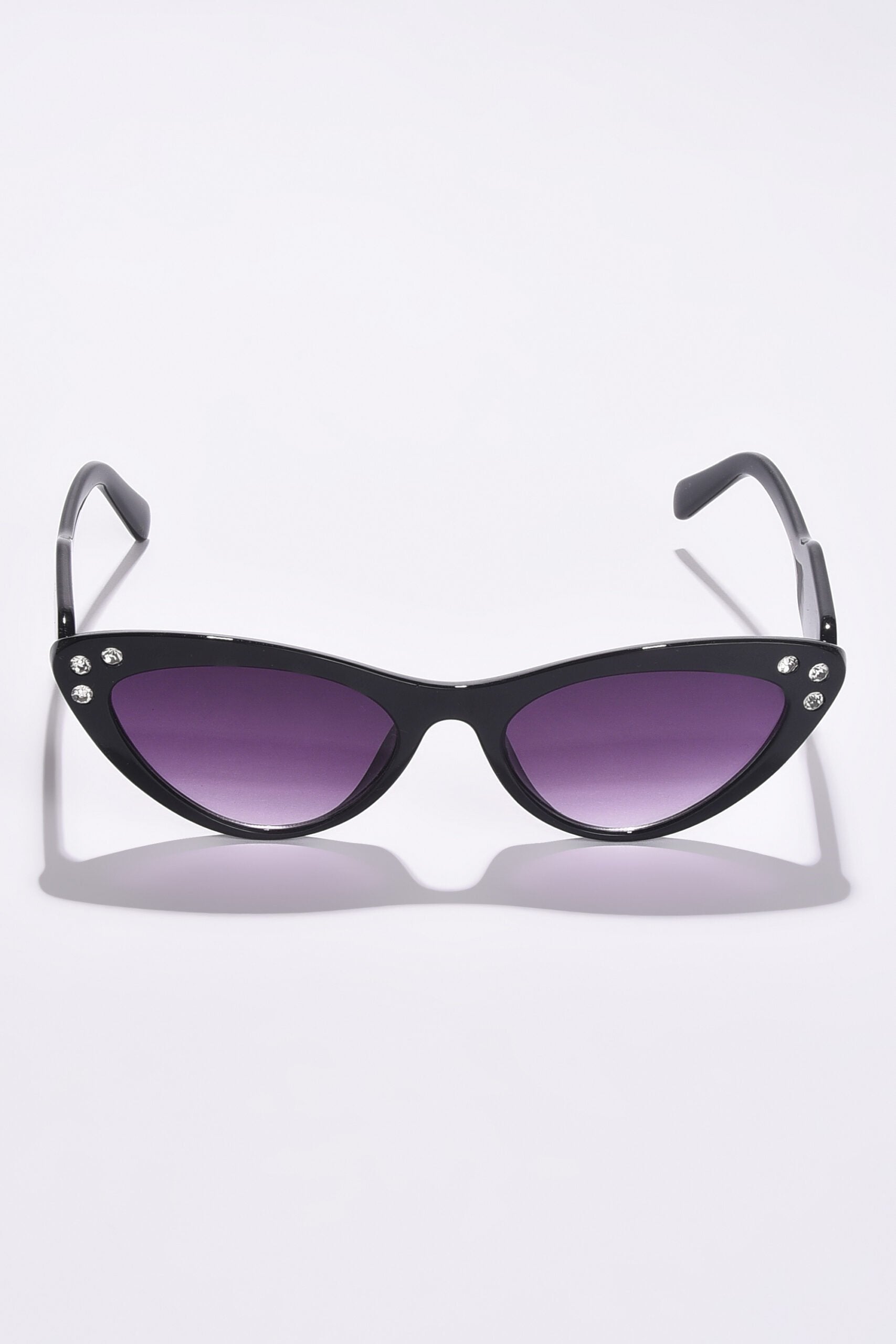 Women Black Lens Black Cateye Sunglasses