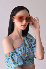 Women Orange Lens Orange Oversized Sunglasses