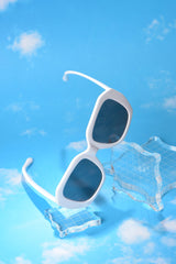 Women Black Lens White Wayfarer Sunglasses