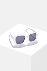 Women Black Lens White Wayfarer Sunglasses