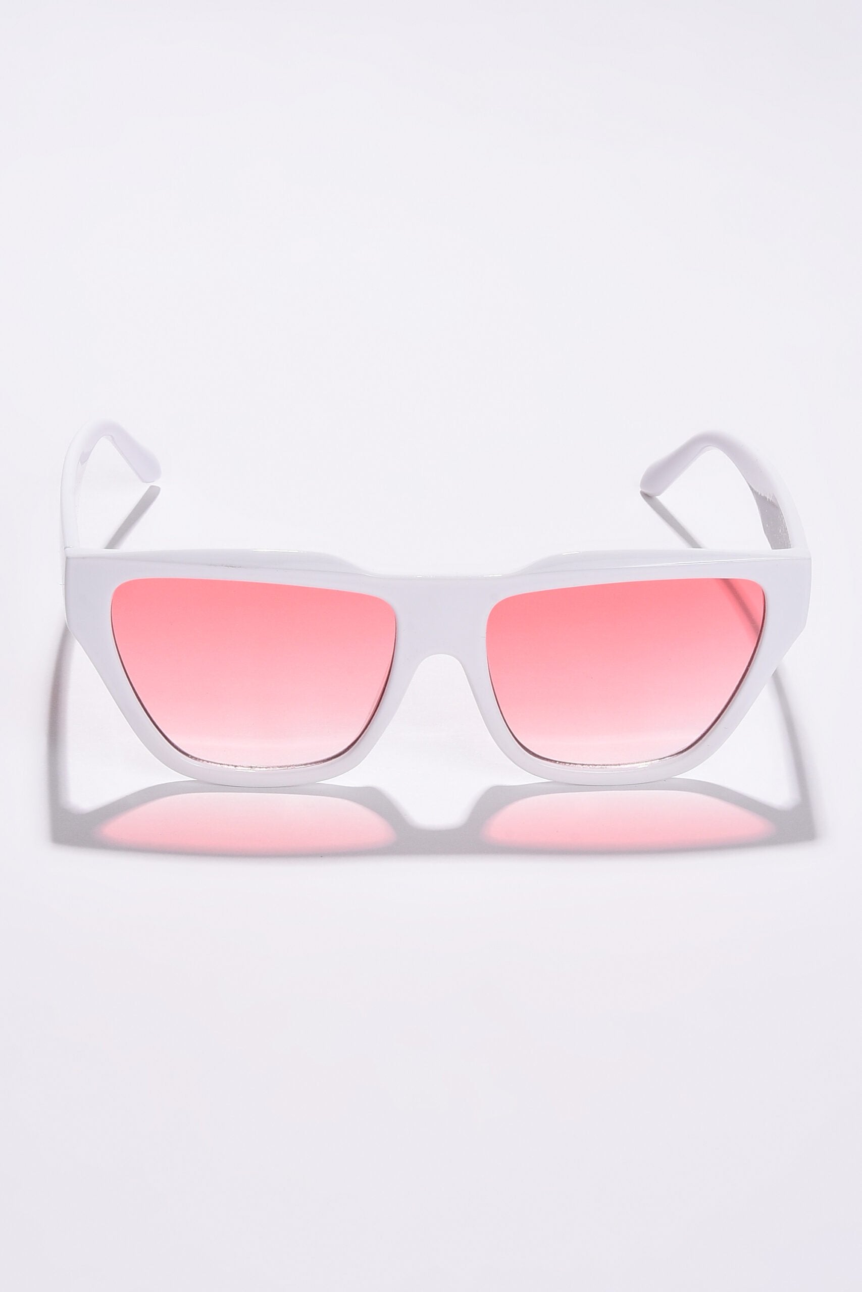 Women Pink Lens White Cateye Sunglasses