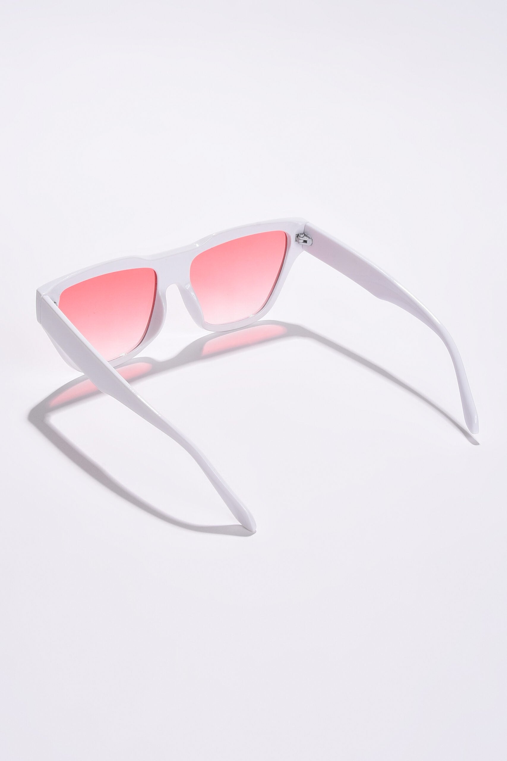 Women Pink Lens White Cateye Sunglasses