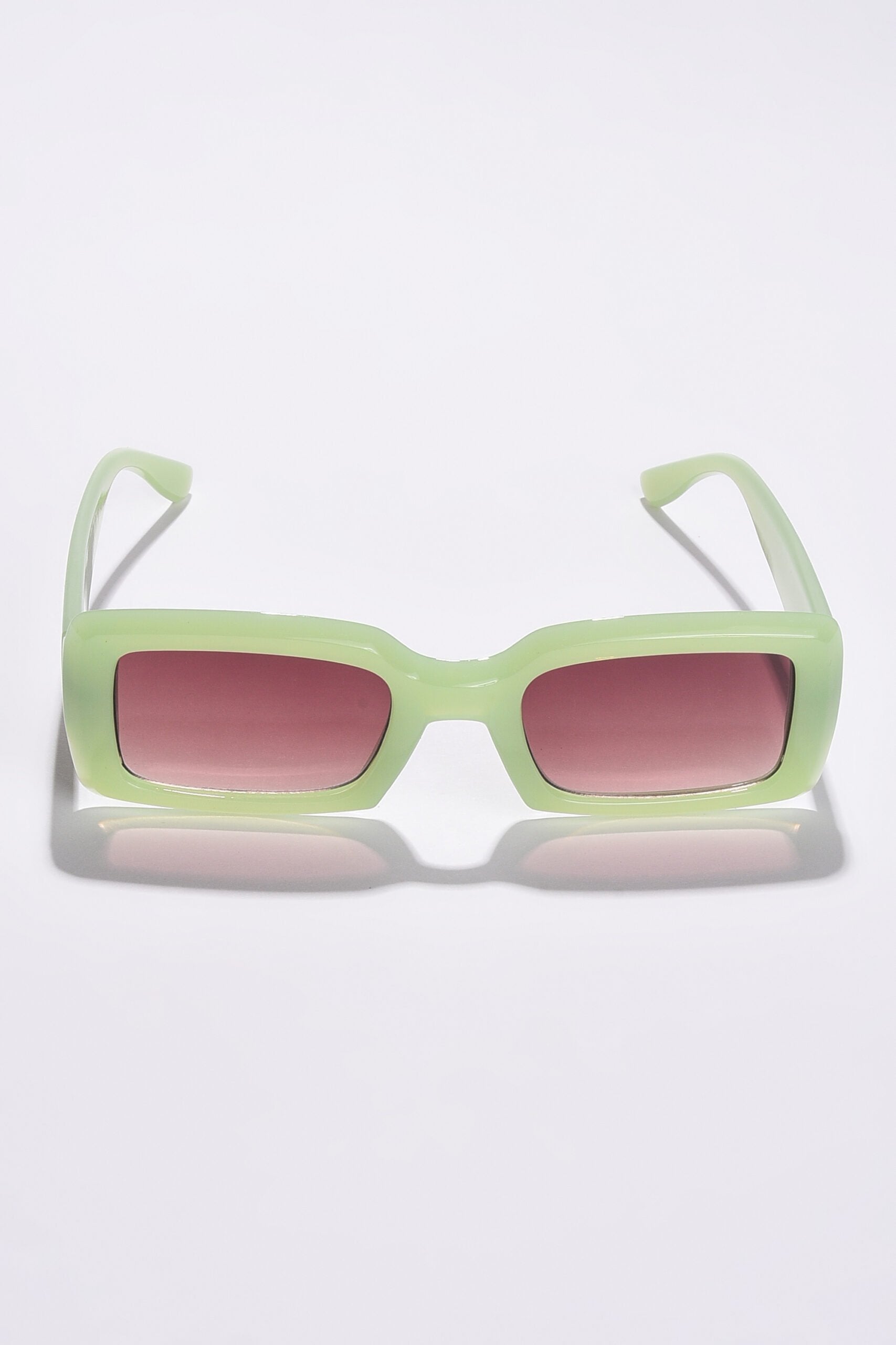 Women Black Lens Green Rectangle Sunglasses