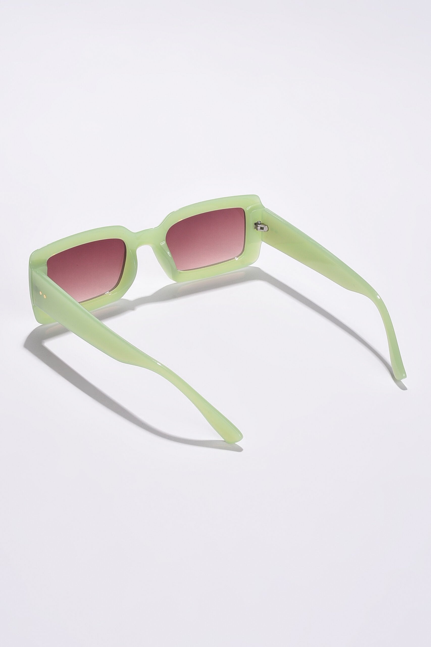 Women Black Lens Green Rectangle Sunglasses