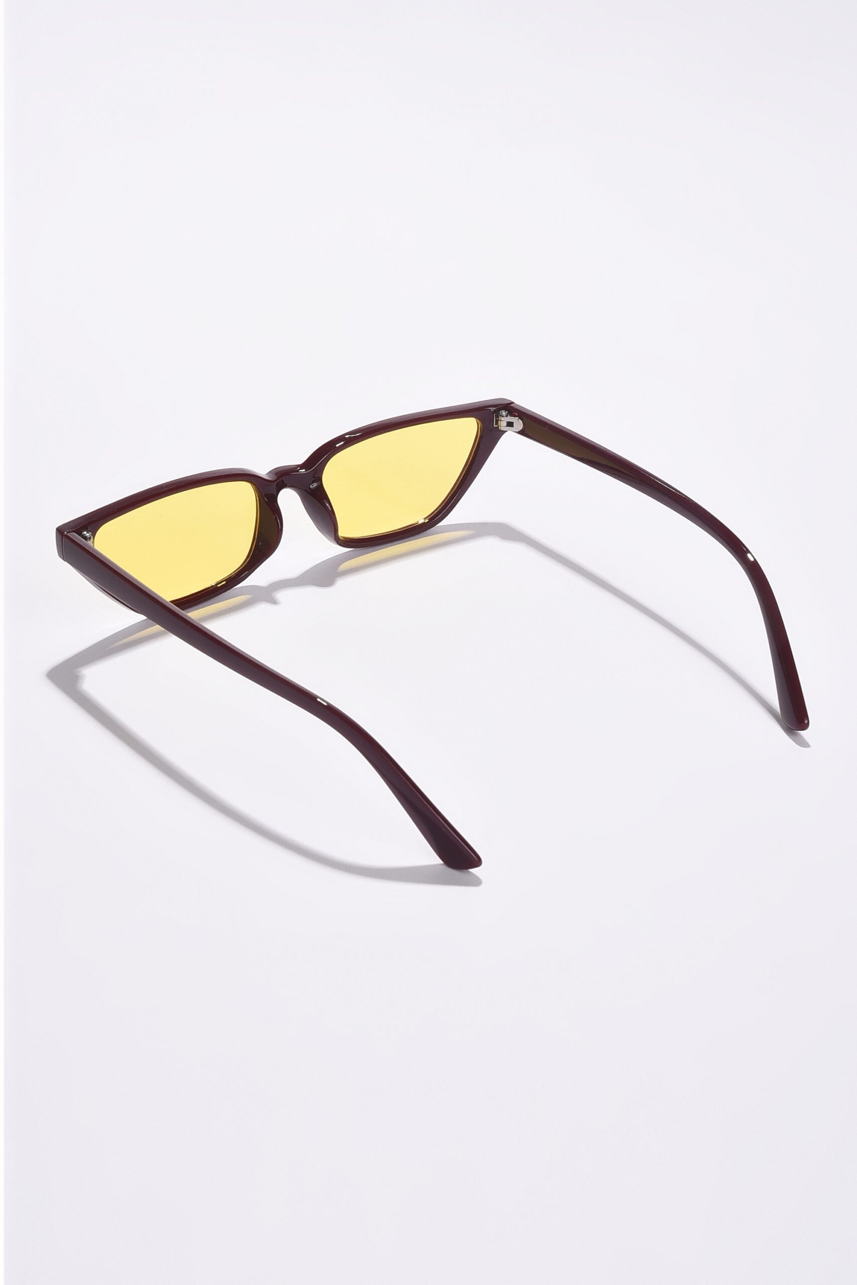 Women Yellow Lens Brown Butterfly Sunglasses