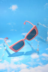 Women Black Lens Pink Butterfly Sunglasses