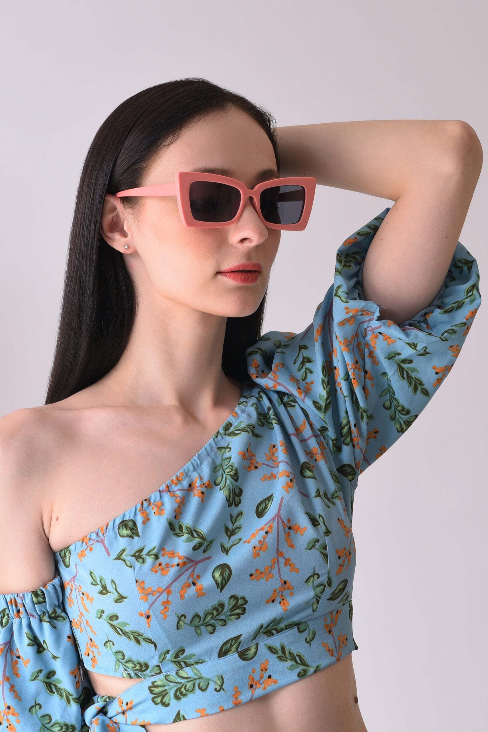 Women Black Lens Pink Butterfly Sunglasses