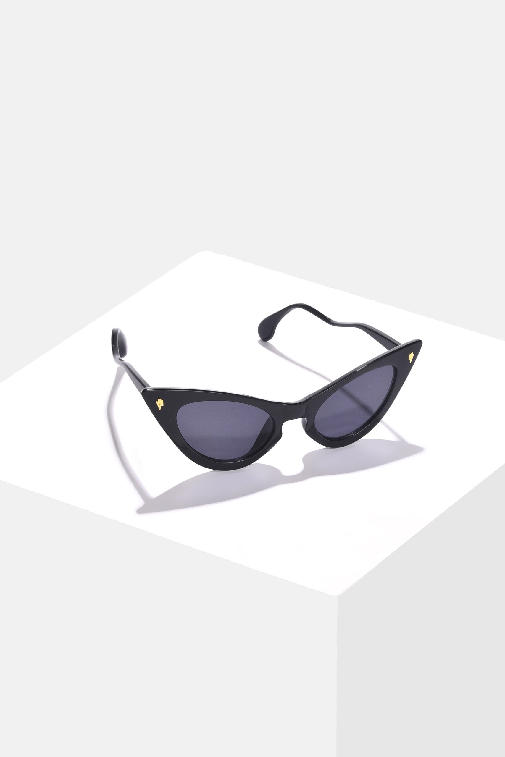 Women Black Lens Black Cateye Sunglasses