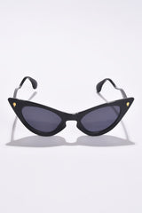 Women Black Lens Black Cateye Sunglasses