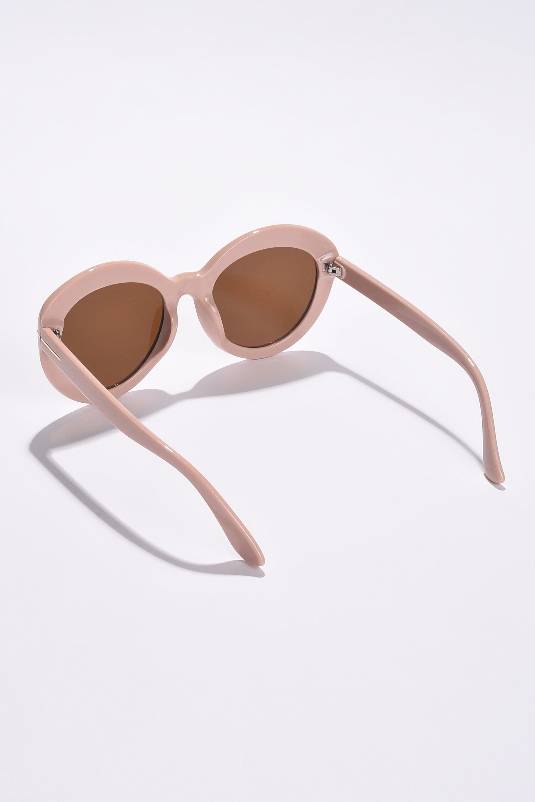 Women Brown Lens Pink Round Sunglasses