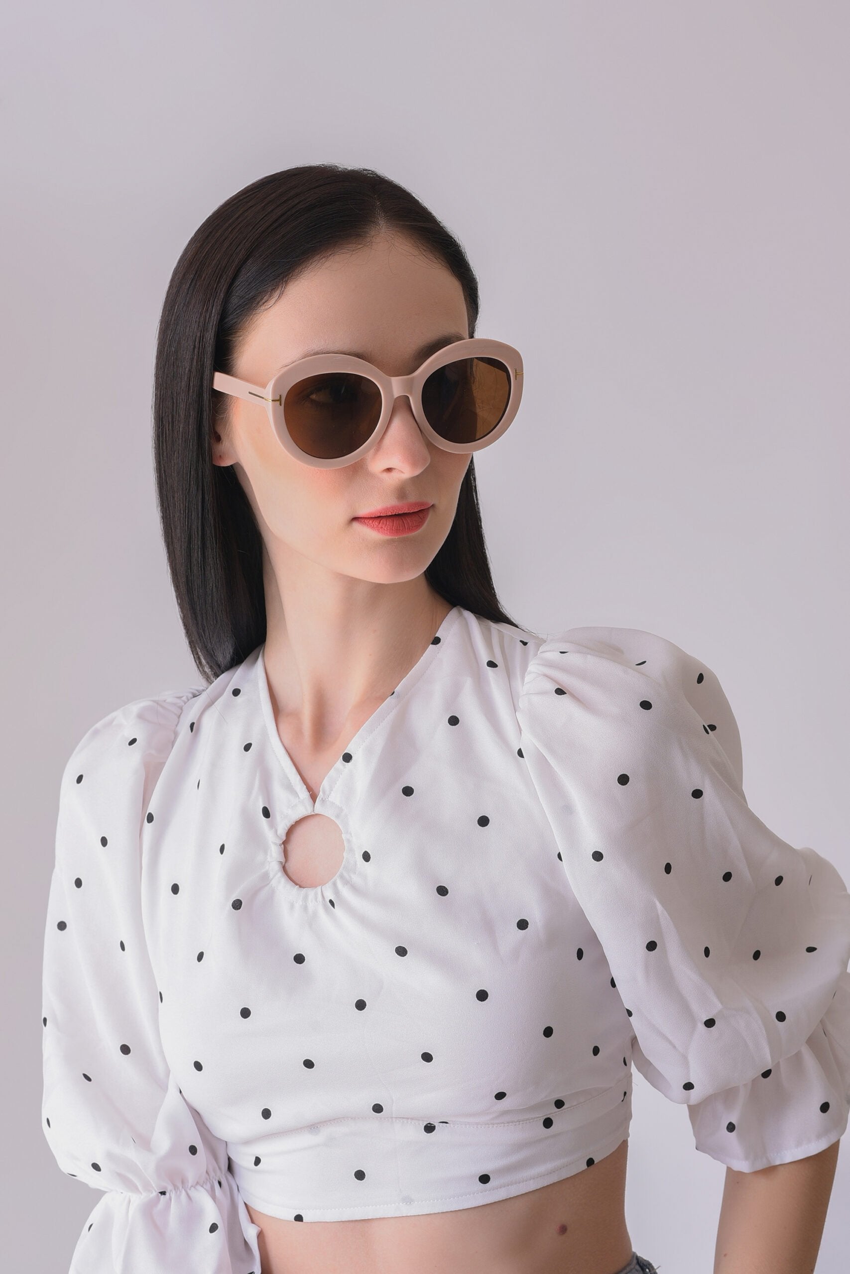 Women Brown Lens Brown Round Sunglasses