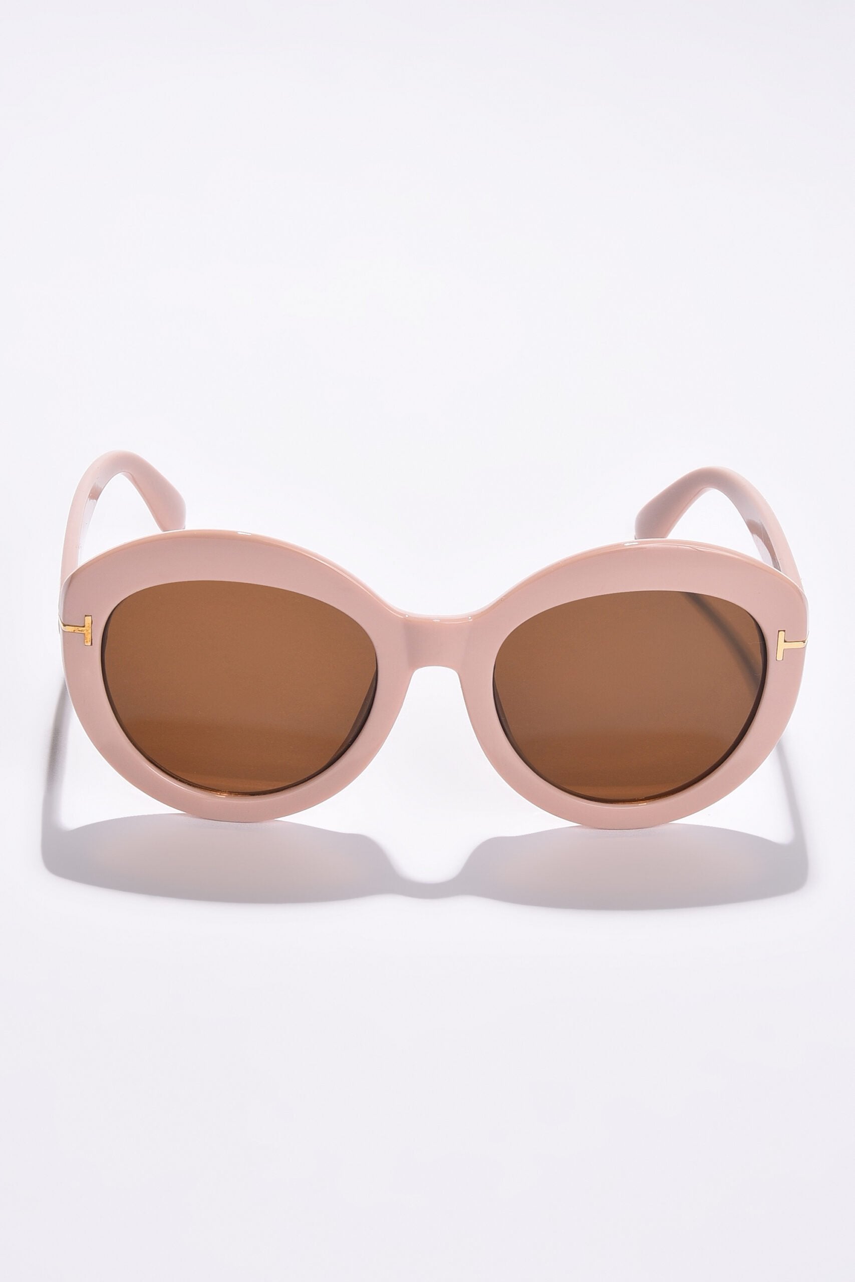 Women Brown Lens Brown Round Sunglasses