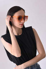 Women Orange Lens Orange Wayfarer Sunglasses