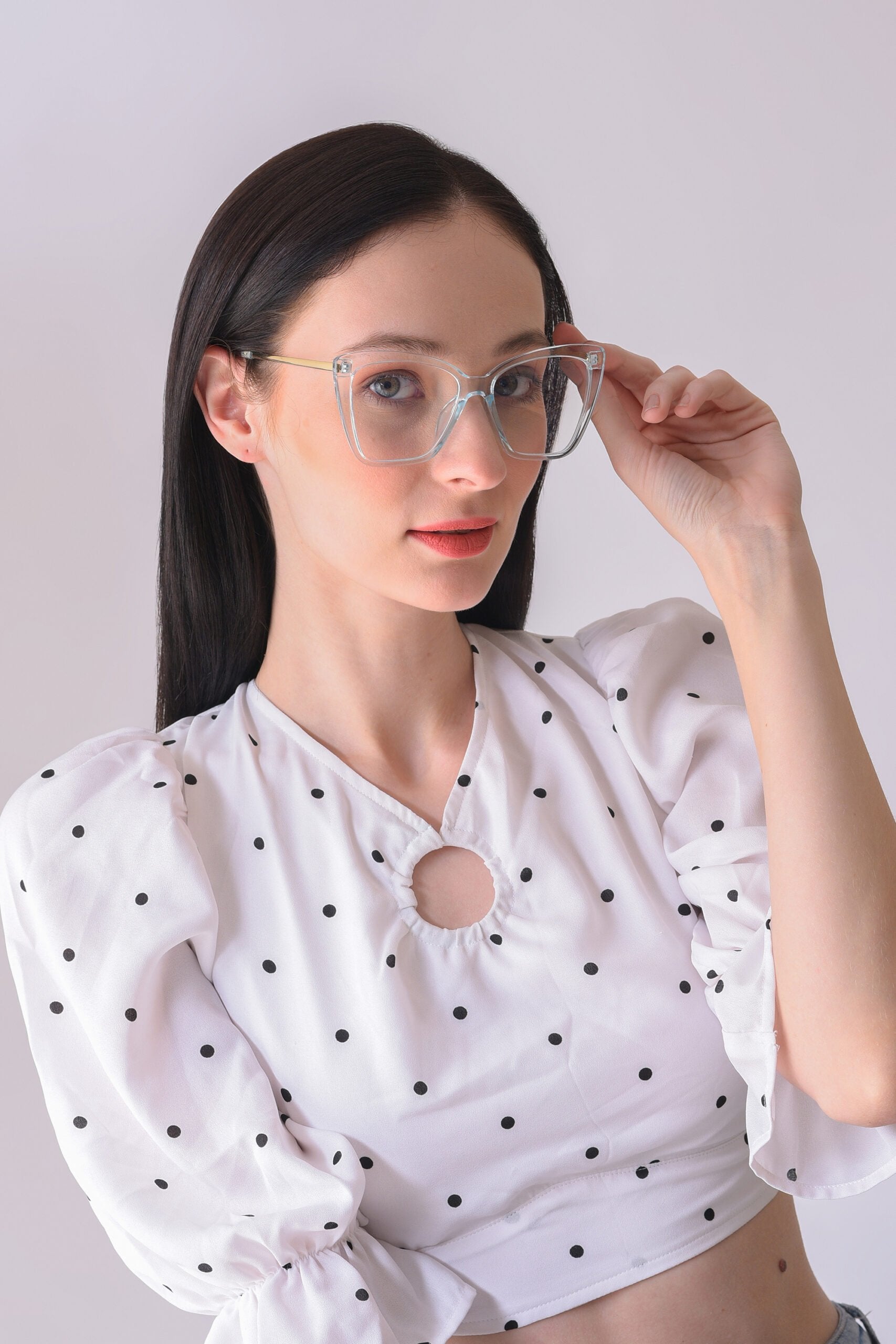 Women Clear Lens White Cateye Sunglasses