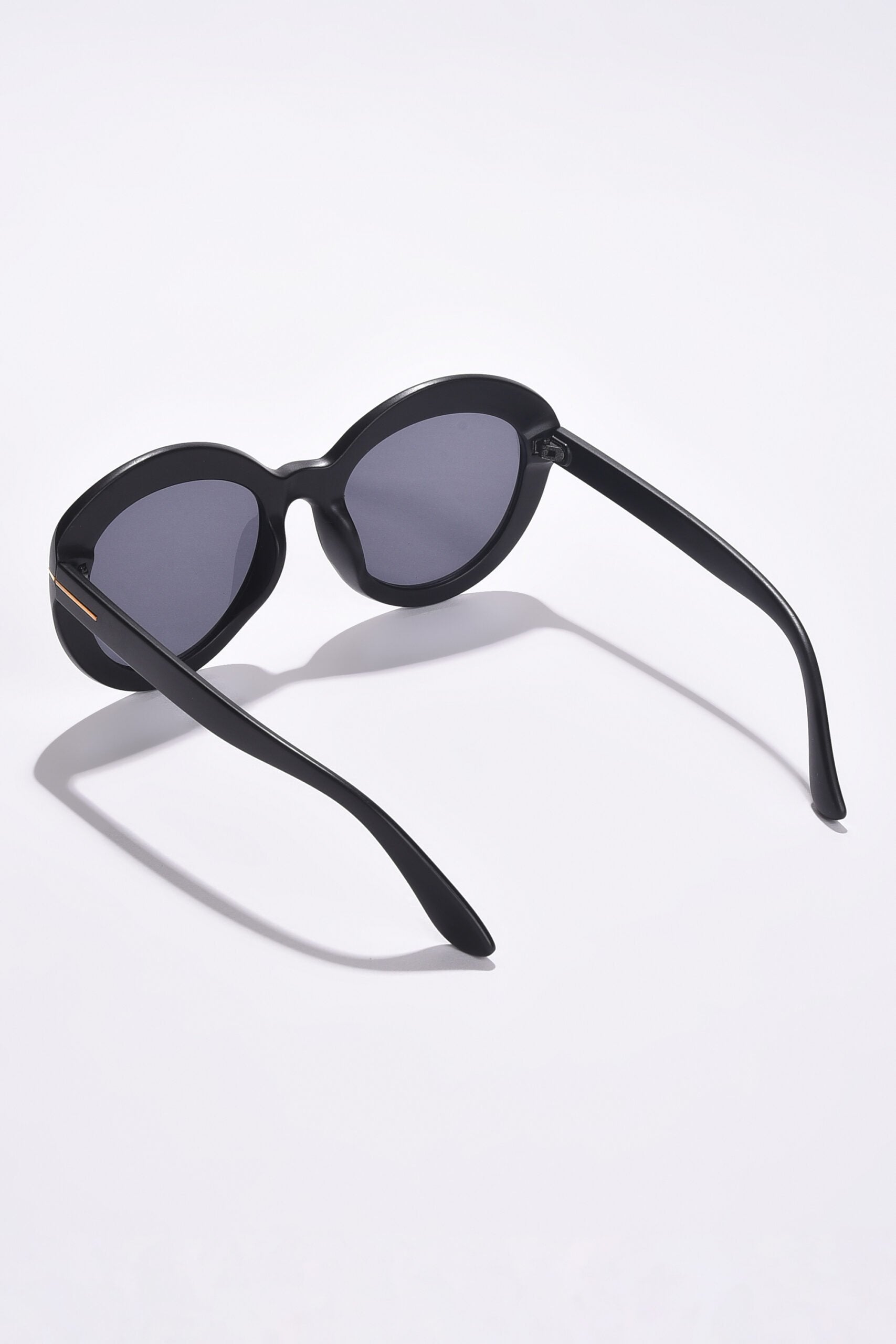 Women Black Lens Black Oval Sunglasses