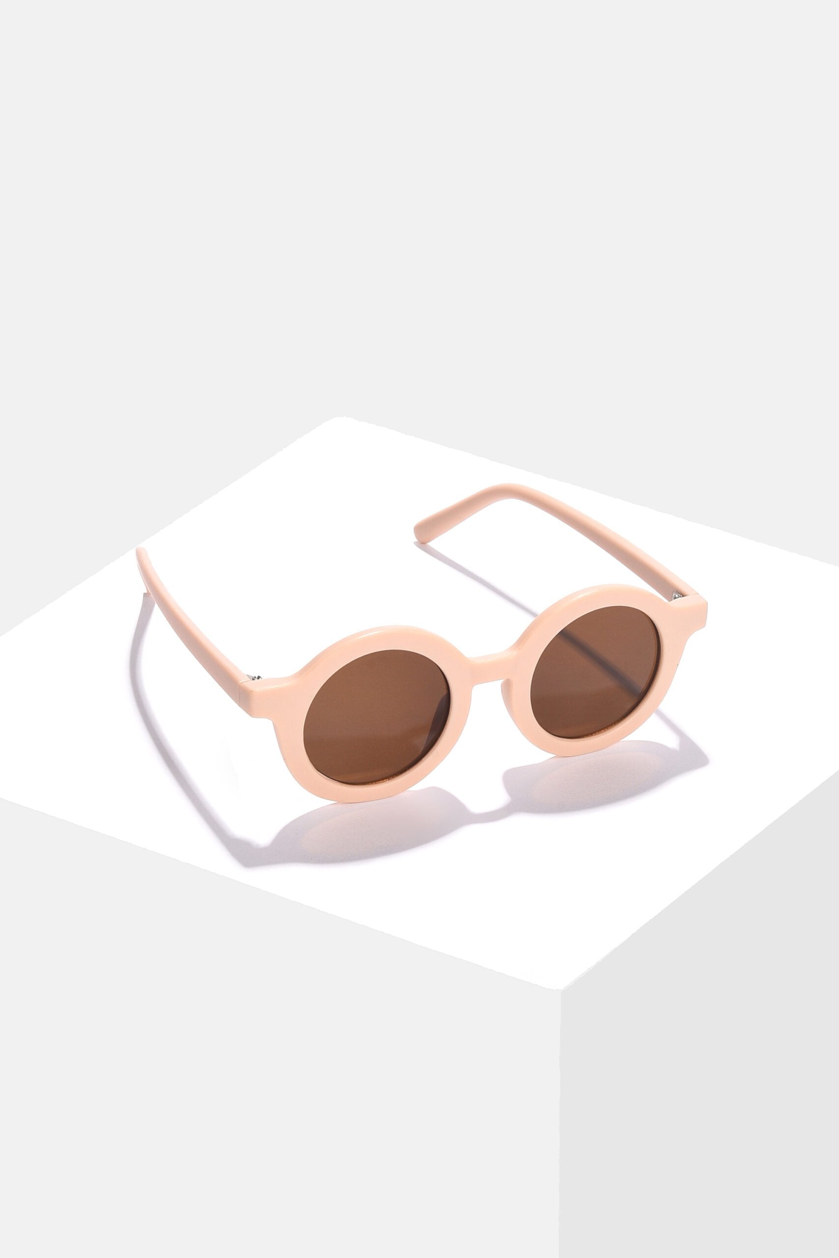 Women Brown Lens Pink Round Sunglasses