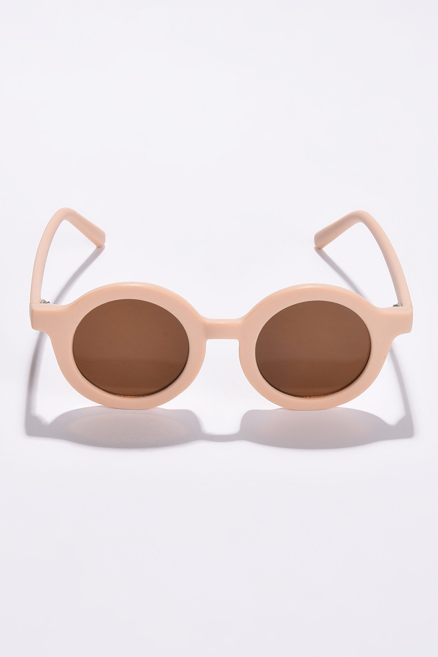 Women Brown Lens Pink Round Sunglasses