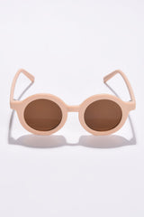 Women Brown Lens Pink Round Sunglasses